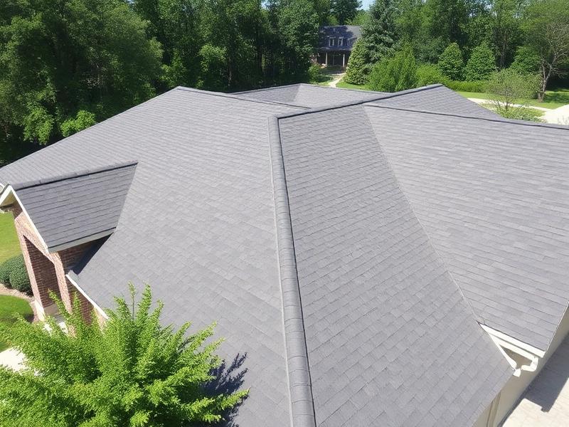 Aerial view of new architectural shingle roof